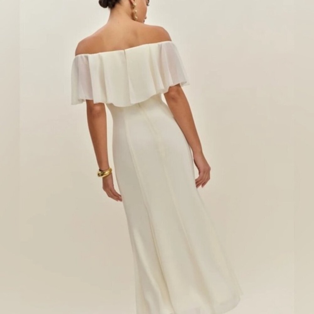 NWT Reformation Charee Ruffle Off Shoulder Short Sleeve Cape Midi Maxi Dress - Picture 5 of 16